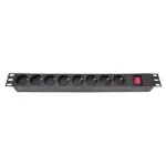 Блок розеток Atcom 1U 19" (PDU-8W-C2С-WS) 8 розеток, з вимикачем, ал. корпус, німецький тип, 2,0 м,