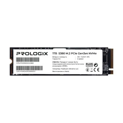 Накопичувач SSD 1TB Prologix S380 M.2 2280 PCIe 3.0 x4 NVMe 3D TLC (PRO1000GS380)