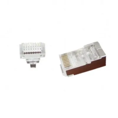 Конектор RJ 45 Cablexpert (LC-PTF-01/10) екранований, із позолоченими контактами, з наскрізними отво